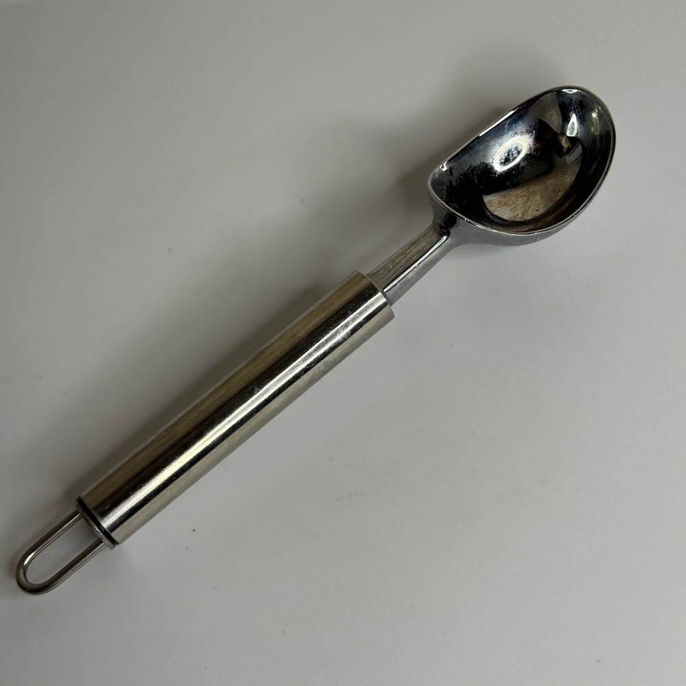 Stainless Steel Ice Cream Scoop with Hanging Loop Silver Tone Metal Kitchen Tool